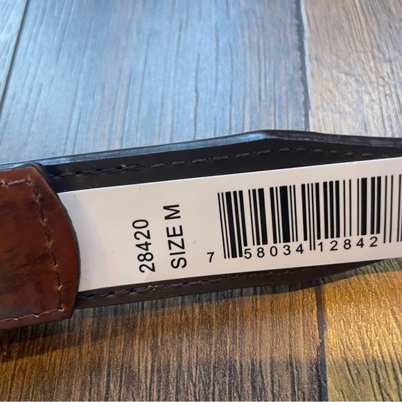 Brown Leather Belt with Silver Buckle, Western Style - Picture 3 of 7